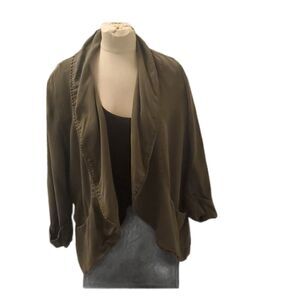 Tahari Olive Green Open Front Blazer Size Large